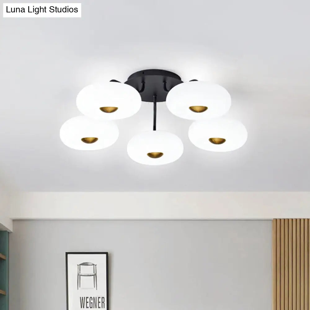 DecorBites™ DecorBites™ Modern LED Flush Ceiling Light with Donut Semi Mount Design - Black-White Acrylic for Stylish Sitting Room Lighting