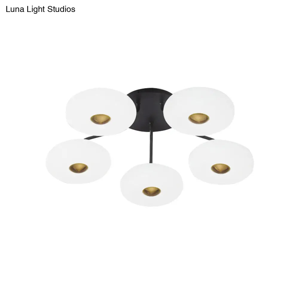 DecorBites™ DecorBites™ Modern LED Flush Ceiling Light with Donut Semi Mount Design - Black-White Acrylic for Stylish Sitting Room Lighting