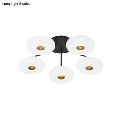 DecorBites™ DecorBites™ Modern LED Flush Ceiling Light with Donut Semi Mount Design - Black-White Acrylic for Stylish Sitting Room Lighting