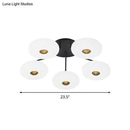 DecorBites™ DecorBites™ Modern LED Flush Ceiling Light with Donut Semi Mount Design - Black-White Acrylic for Stylish Sitting Room Lighting