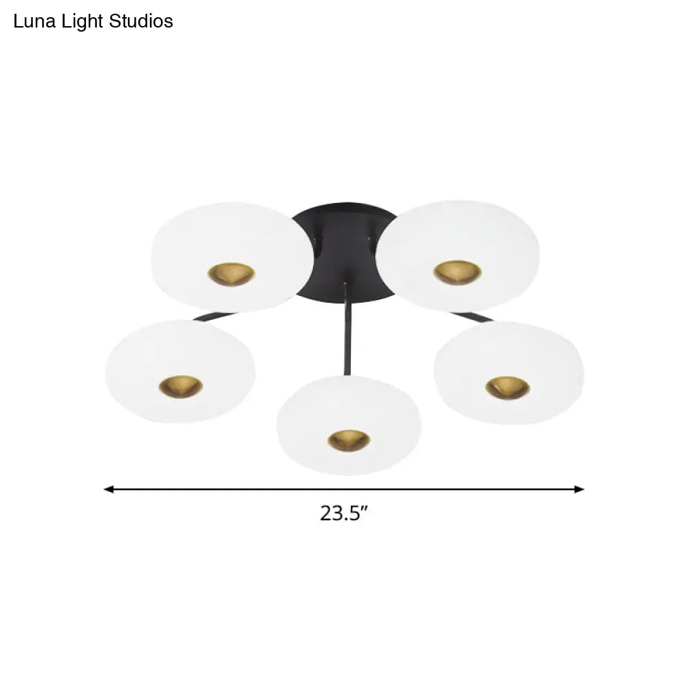 DecorBites™ DecorBites™ Modern LED Flush Ceiling Light with Donut Semi Mount Design - Black-White Acrylic for Stylish Sitting Room Lighting
