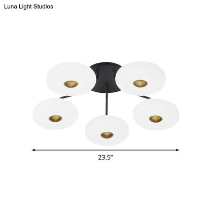 DecorBites™ DecorBites™ Modern LED Flush Ceiling Light with Donut Semi Mount Design - Black-White Acrylic for Stylish Sitting Room Lighting
