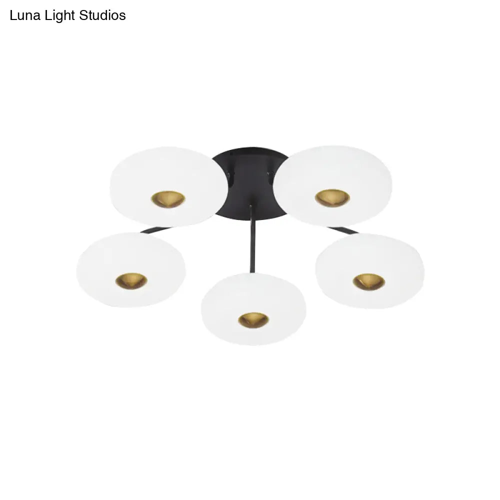 DecorBites™ DecorBites™ Modern LED Flush Ceiling Light with Donut Semi Mount Design - Black-White Acrylic for Stylish Sitting Room Lighting