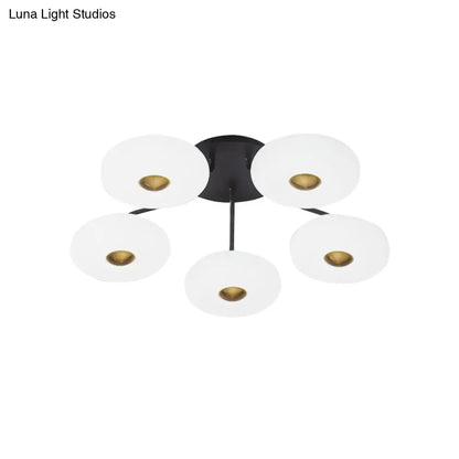 DecorBites™ DecorBites™ Modern LED Flush Ceiling Light with Donut Semi Mount Design - Black-White Acrylic for Stylish Sitting Room Lighting