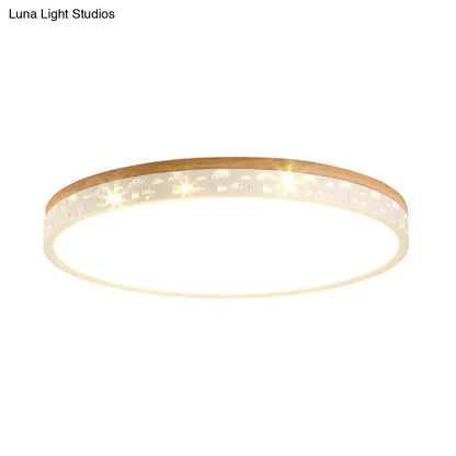 DecorBites™ DecorBites™ Modern LED Flush Light Fixture: Wood Circle Design with Acrylic Diffuser - White/Warm Light, 12"/16"/19.5" Wide