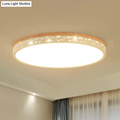DecorBites™ DecorBites™ Modern LED Flush Light Fixture: Wood Circle Design with Acrylic Diffuser - White/Warm Light, 12"/16"/19.5" Wide