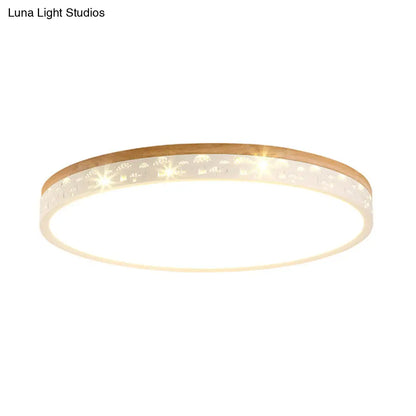 DecorBites™ DecorBites™ Modern LED Flush Light Fixture: Wood Circle Design with Acrylic Diffuser - White/Warm Light, 12"/16"/19.5" Wide