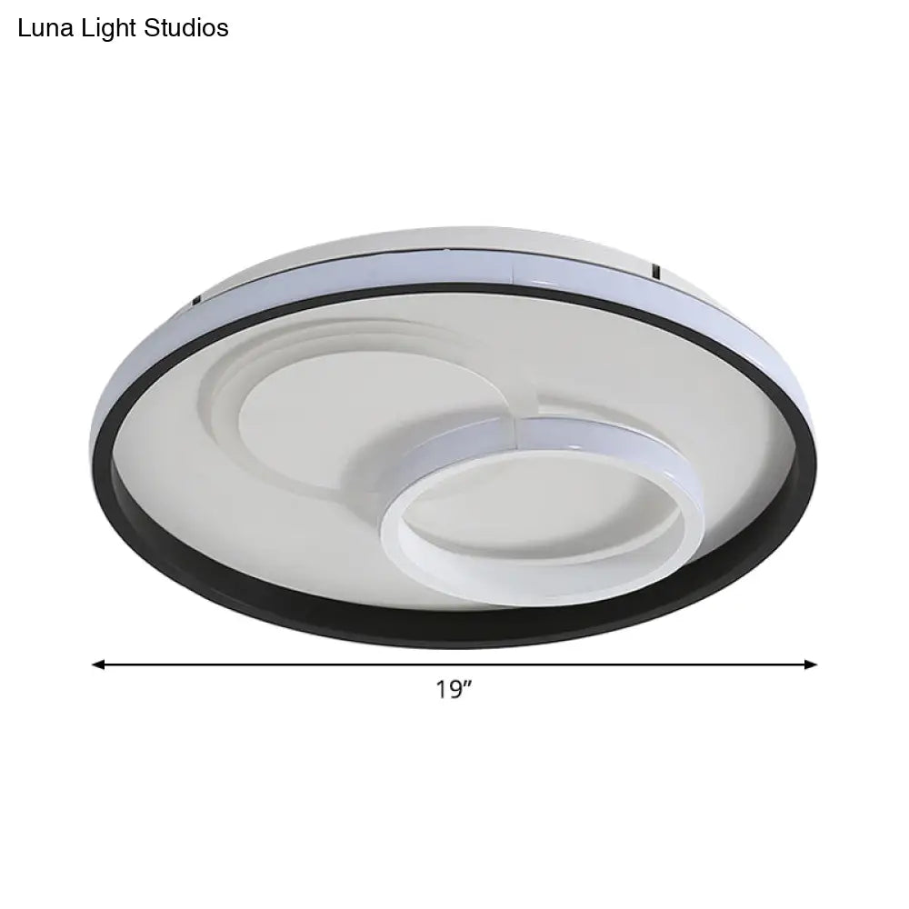 DecorBites™ DecorBites™ Modern LED Flush Light in Warm/White for Bedroom - Round/Square/Rectangular Shape - Aluminum Black Ceiling Mount Lighting