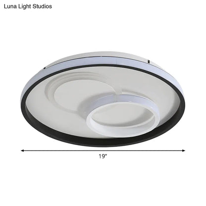 DecorBites™ DecorBites™ Modern LED Flush Light in Warm/White for Bedroom - Round/Square/Rectangular Shape - Aluminum Black Ceiling Mount Lighting