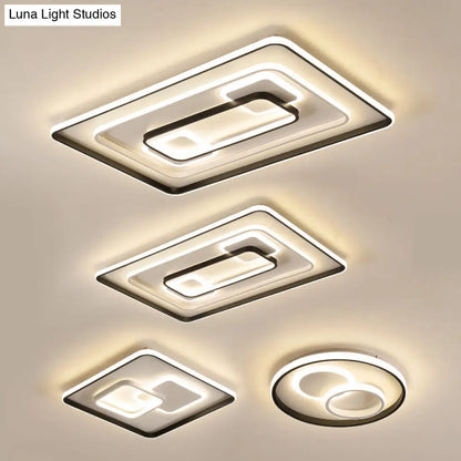 DecorBites™ DecorBites™ Modern LED Flush Light in Warm/White for Bedroom - Round/Square/Rectangular Shape - Aluminum Black Ceiling Mount Lighting