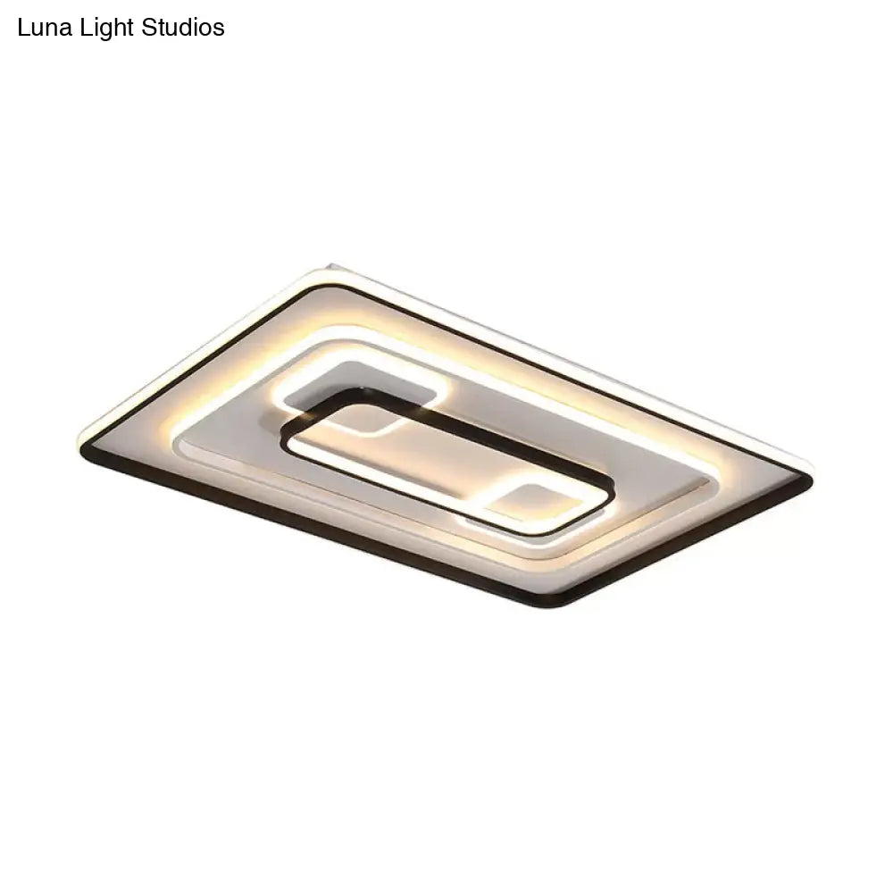 DecorBites™ DecorBites™ Modern LED Flush Light in Warm/White for Bedroom - Round/Square/Rectangular Shape - Aluminum Black Ceiling Mount Lighting