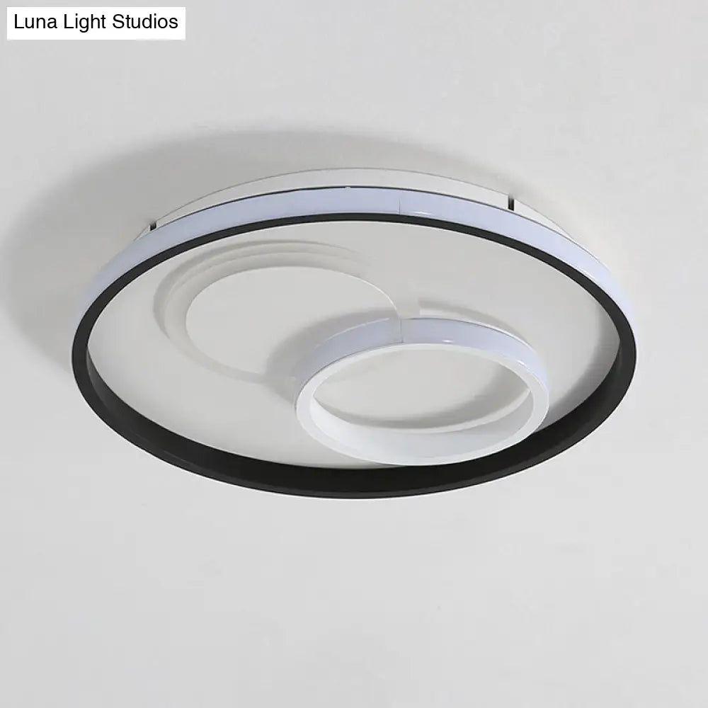 DecorBites™ DecorBites™ Modern LED Flush Light in Warm/White for Bedroom - Round/Square/Rectangular Shape - Aluminum Black Ceiling Mount Lighting