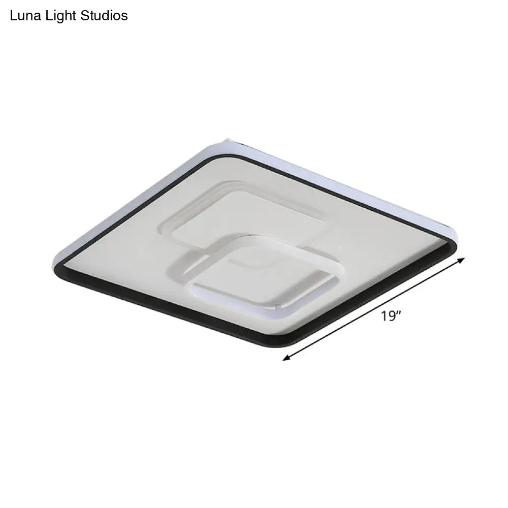 DecorBites™ DecorBites™ Modern LED Flush Light in Warm/White for Bedroom - Round/Square/Rectangular Shape - Aluminum Black Ceiling Mount Lighting