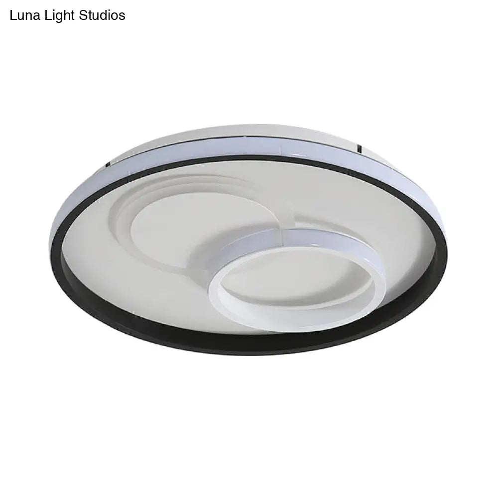 DecorBites™ DecorBites™ Modern LED Flush Light in Warm/White for Bedroom - Round/Square/Rectangular Shape - Aluminum Black Ceiling Mount Lighting