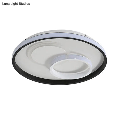 DecorBites™ DecorBites™ Modern LED Flush Light in Warm/White for Bedroom - Round/Square/Rectangular Shape - Aluminum Black Ceiling Mount Lighting