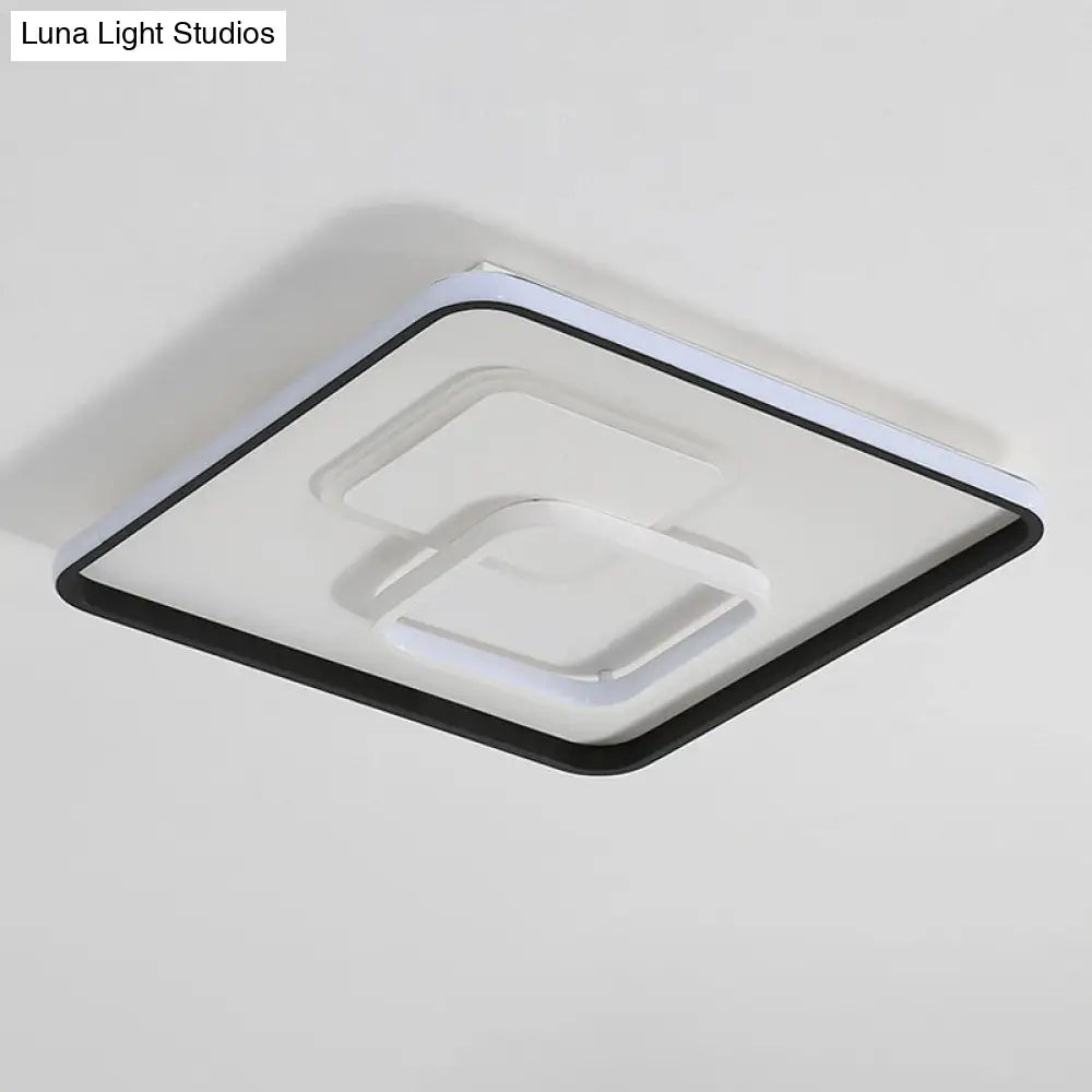 DecorBites™ DecorBites™ Modern LED Flush Light in Warm/White for Bedroom - Round/Square/Rectangular Shape - Aluminum Black Ceiling Mount Lighting