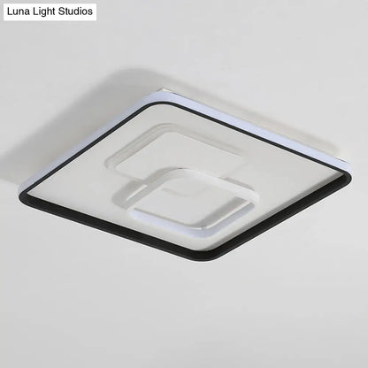 DecorBites™ DecorBites™ Modern LED Flush Light in Warm/White for Bedroom - Round/Square/Rectangular Shape - Aluminum Black Ceiling Mount Lighting