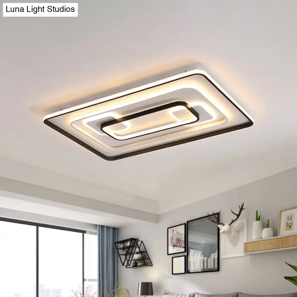 DecorBites™ DecorBites™ Modern LED Flush Light in Warm/White for Bedroom - Round/Square/Rectangular Shape - Aluminum Black Ceiling Mount Lighting
