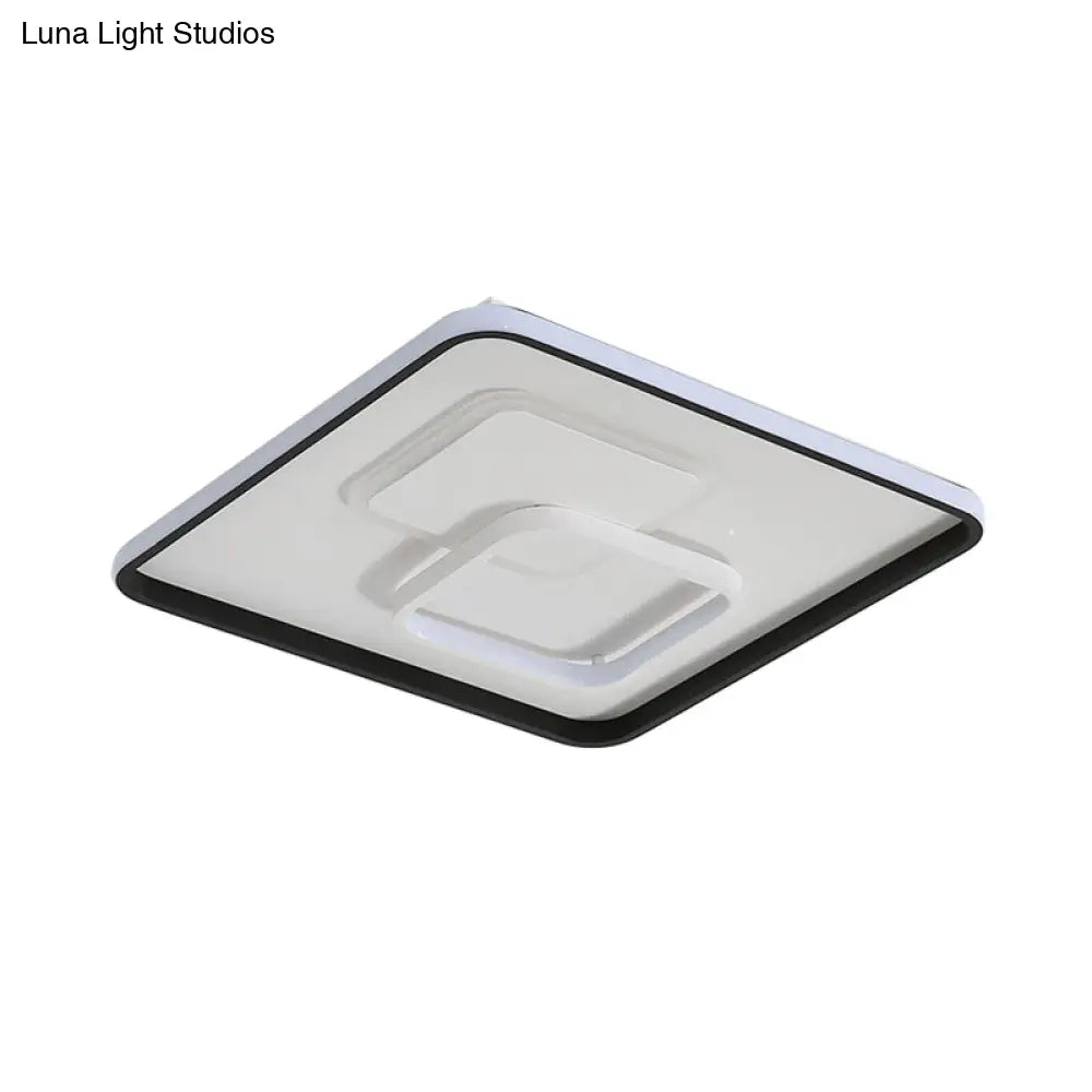 DecorBites™ DecorBites™ Modern LED Flush Light in Warm/White for Bedroom - Round/Square/Rectangular Shape - Aluminum Black Ceiling Mount Lighting