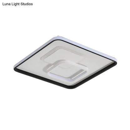 DecorBites™ DecorBites™ Modern LED Flush Light in Warm/White for Bedroom - Round/Square/Rectangular Shape - Aluminum Black Ceiling Mount Lighting