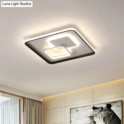 DecorBites™ DecorBites™ Modern LED Flush Light in Warm/White for Bedroom - Round/Square/Rectangular Shape - Aluminum Black Ceiling Mount Lighting