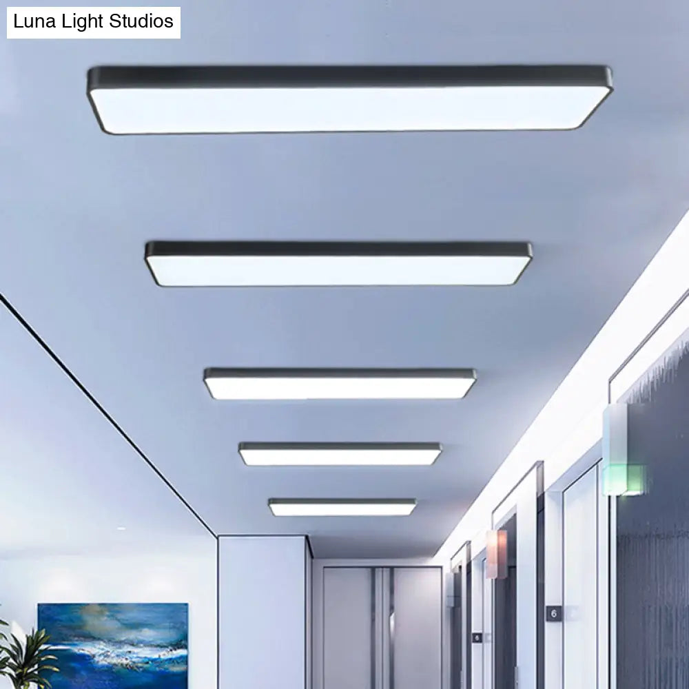 DecorBites™ DecorBites™ Modern LED Flush Light with Rectangular Acrylic Shade - Office Ceiling Mounted