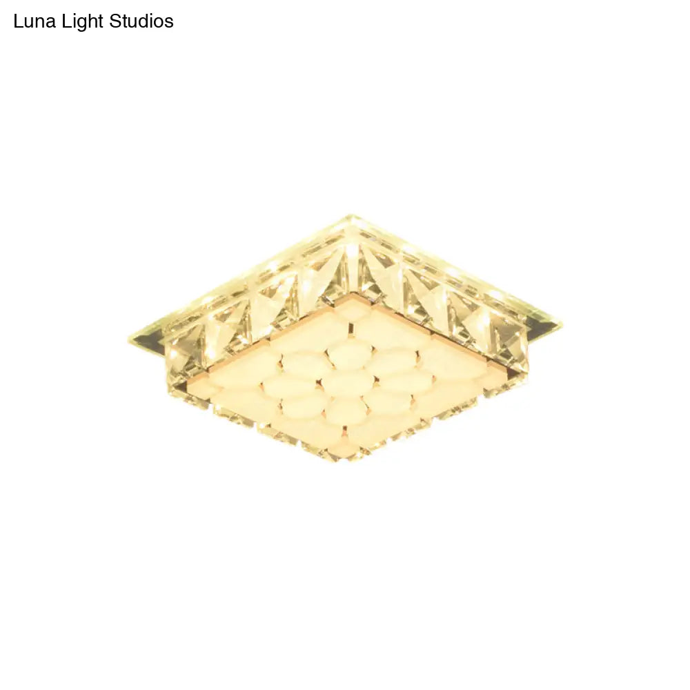 DecorBites™ DecorBites™ Modern LED Flush Mount Bedroom Ceiling Light with Etched Petal Design and Clear Crystal Shade