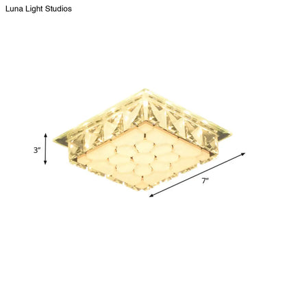 DecorBites™ DecorBites™ Modern LED Flush Mount Bedroom Ceiling Light with Etched Petal Design and Clear Crystal Shade