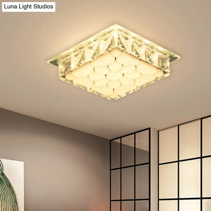 DecorBites™ DecorBites™ Modern LED Flush Mount Bedroom Ceiling Light with Etched Petal Design and Clear Crystal Shade