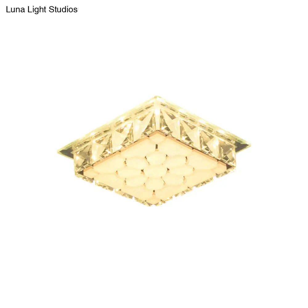 DecorBites™ DecorBites™ Modern LED Flush Mount Bedroom Ceiling Light with Etched Petal Design and Clear Crystal Shade