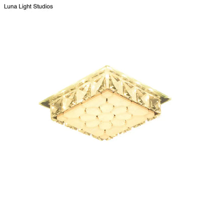 DecorBites™ DecorBites™ Modern LED Flush Mount Bedroom Ceiling Light with Etched Petal Design and Clear Crystal Shade