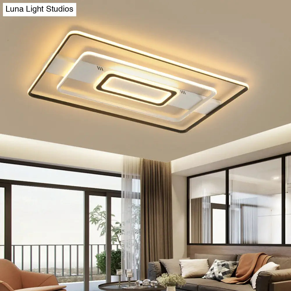 DecorBites™ DecorBites™ Modern LED Flush Mount Ceiling Light Fixture for Black and White Living Room - Aluminum Frame, Round/Square/Rectangular Shape, White Light