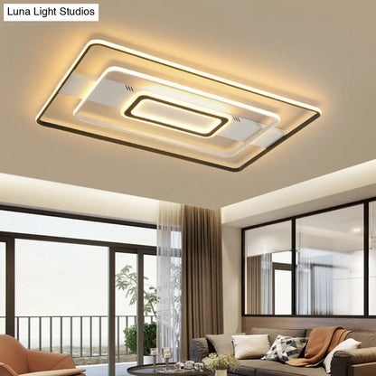 DecorBites™ DecorBites™ Modern LED Flush Mount Ceiling Light Fixture for Black and White Living Room - Aluminum Frame, Round/Square/Rectangular Shape, White Light