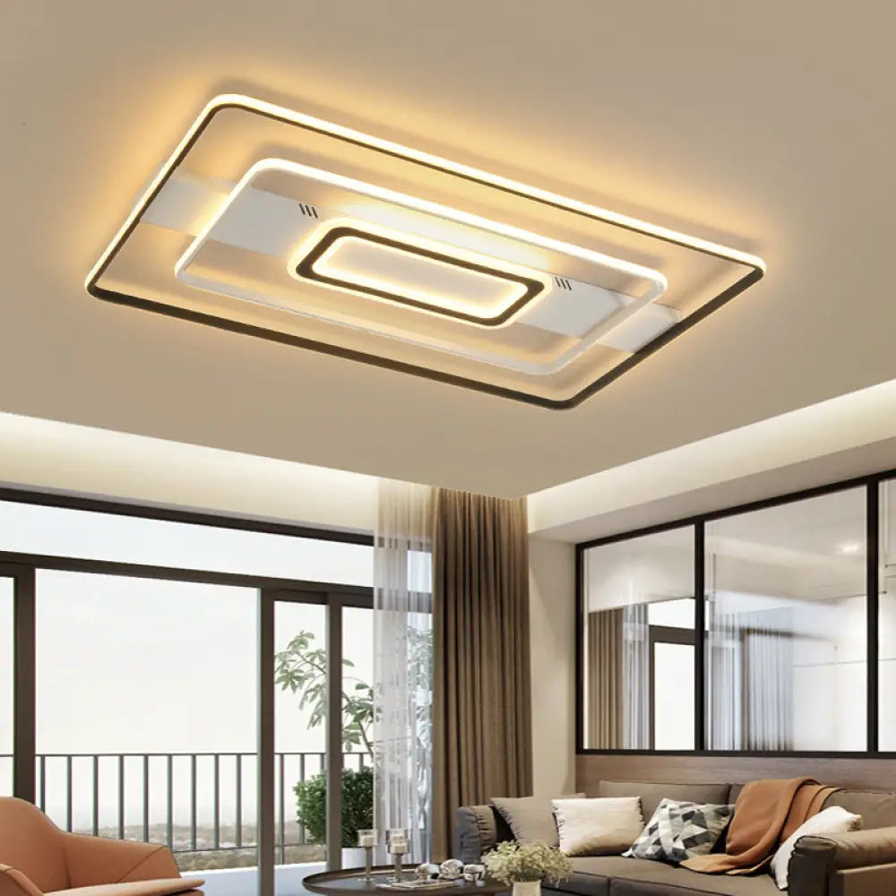 DecorBites™ DecorBites™ Modern LED Flush Mount Ceiling Light Fixture for Black and White Living Room - Aluminum Frame, Round/Square/Rectangular Shape, White Light