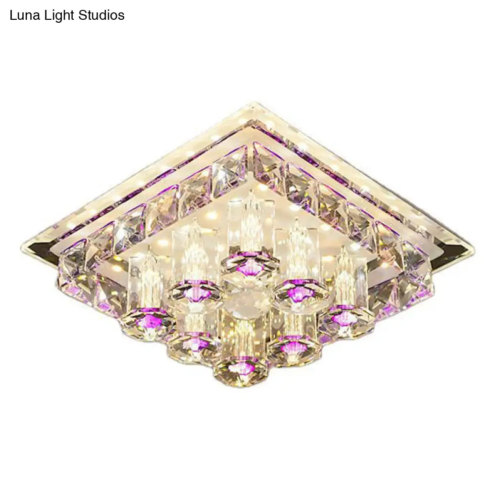 DecorBites™ DecorBites™ Modern LED Flush Mount Ceiling Light for Hallway in Crystal Square Shape
