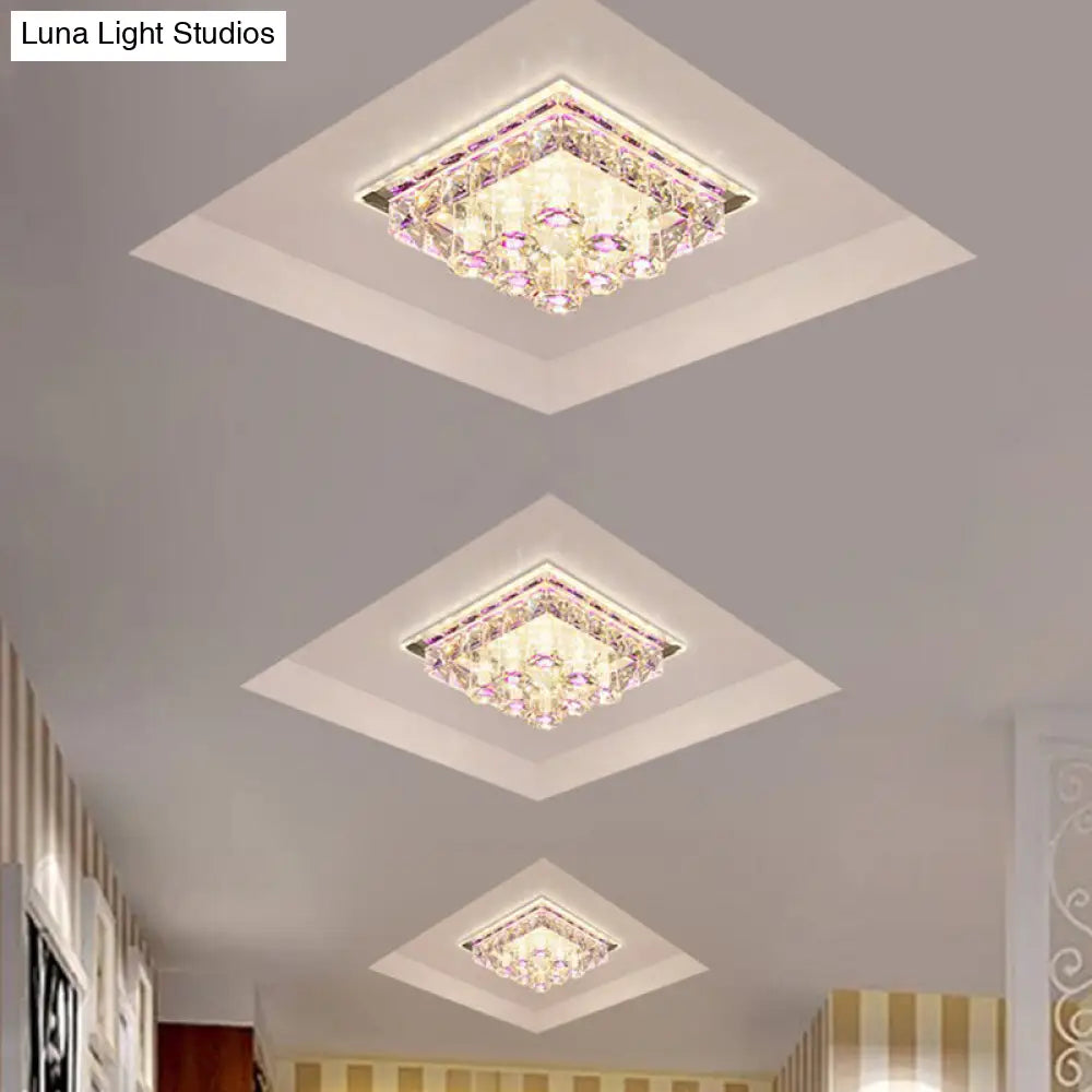DecorBites™ DecorBites™ Modern LED Flush Mount Ceiling Light for Hallway in Crystal Square Shape