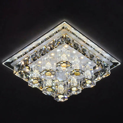 DecorBites™ DecorBites™ Modern LED Flush Mount Ceiling Light for Hallway in Crystal Square Shape