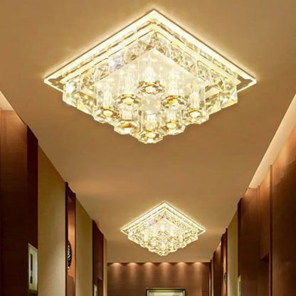 DecorBites™ DecorBites™ Modern LED Flush Mount Ceiling Light for Hallway in Crystal Square Shape