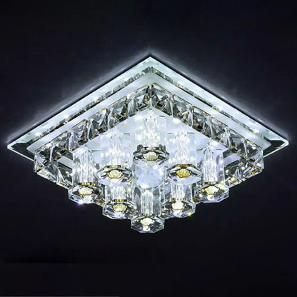 DecorBites™ DecorBites™ Modern LED Flush Mount Ceiling Light for Hallway in Crystal Square Shape