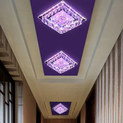 DecorBites™ DecorBites™ Modern LED Flush Mount Ceiling Light for Hallway in Crystal Square Shape