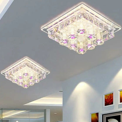 DecorBites™ DecorBites™ Modern LED Flush Mount Ceiling Light for Hallway in Crystal Square Shape