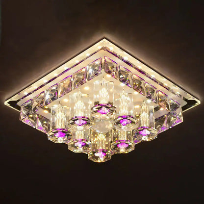 DecorBites™ DecorBites™ Modern LED Flush Mount Ceiling Light for Hallway in Crystal Square Shape