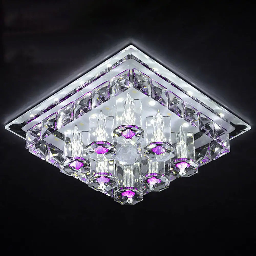 DecorBites™ DecorBites™ Modern LED Flush Mount Ceiling Light for Hallway in Crystal Square Shape
