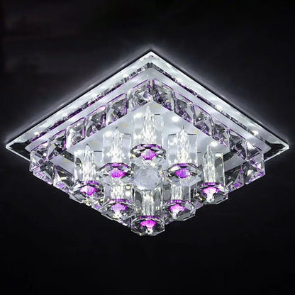 DecorBites™ DecorBites™ Modern LED Flush Mount Ceiling Light for Hallway in Crystal Square Shape