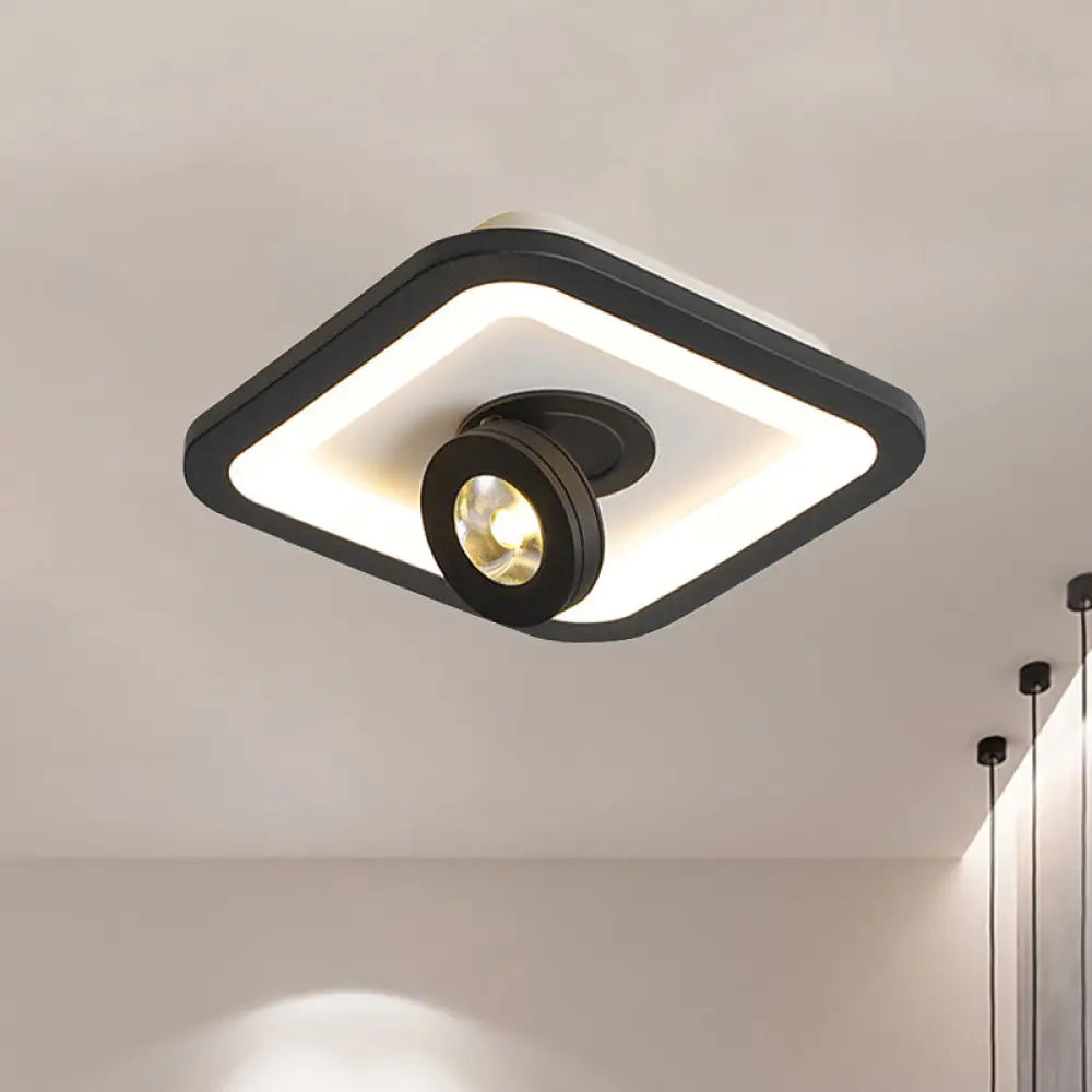 DecorBites™ DecorBites™ Modern LED Flush Mount Ceiling Light in Acrylic Square/Round Shape - Warm/White Light, Black or White Fixture
