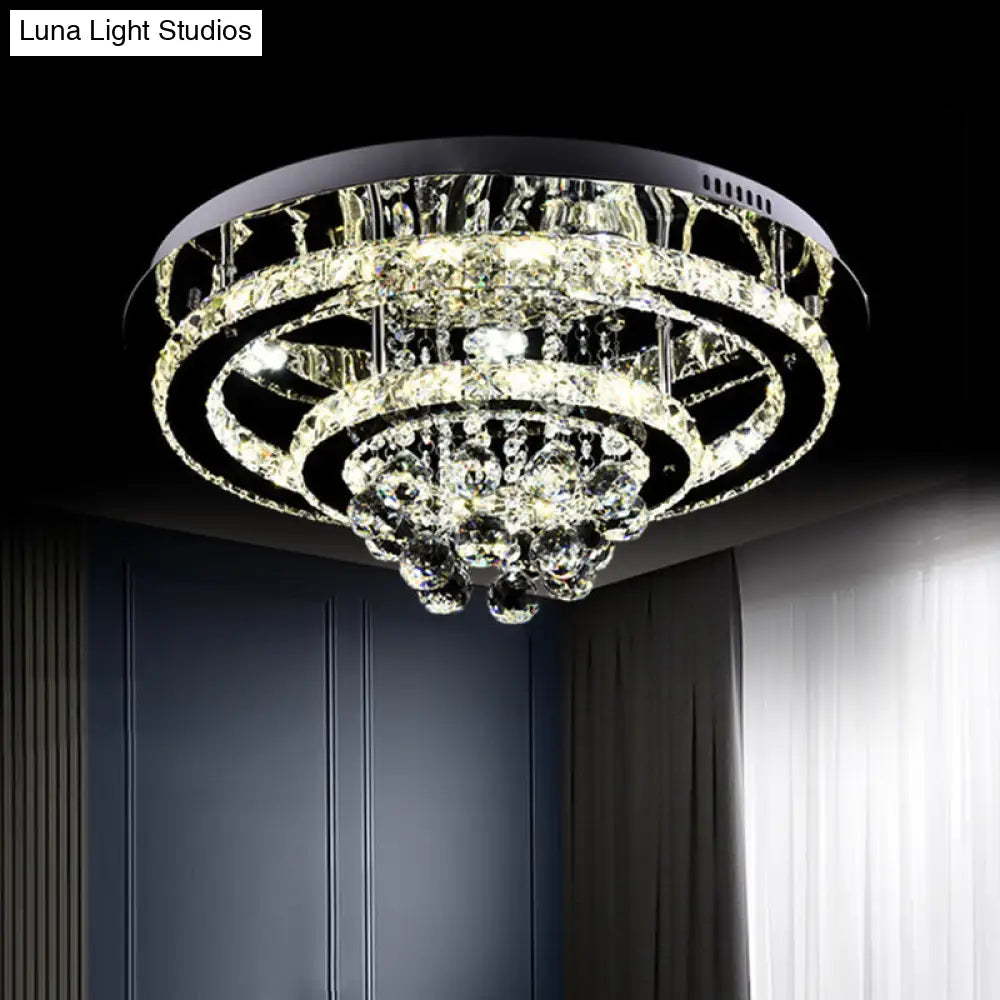 DecorBites™ DecorBites™ Modern LED Flush Mount Ceiling Light with Dual Crystal Frame in Chrome - Ideal for Bedrooms