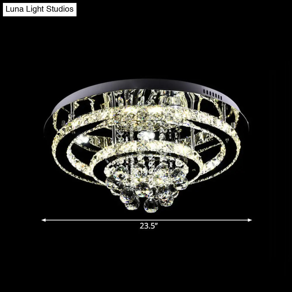 DecorBites™ DecorBites™ Modern LED Flush Mount Ceiling Light with Dual Crystal Frame in Chrome - Ideal for Bedrooms