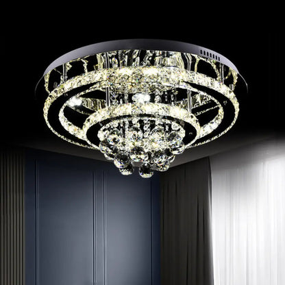 DecorBites™ DecorBites™ Modern LED Flush Mount Ceiling Light with Dual Crystal Frame in Chrome - Ideal for Bedrooms