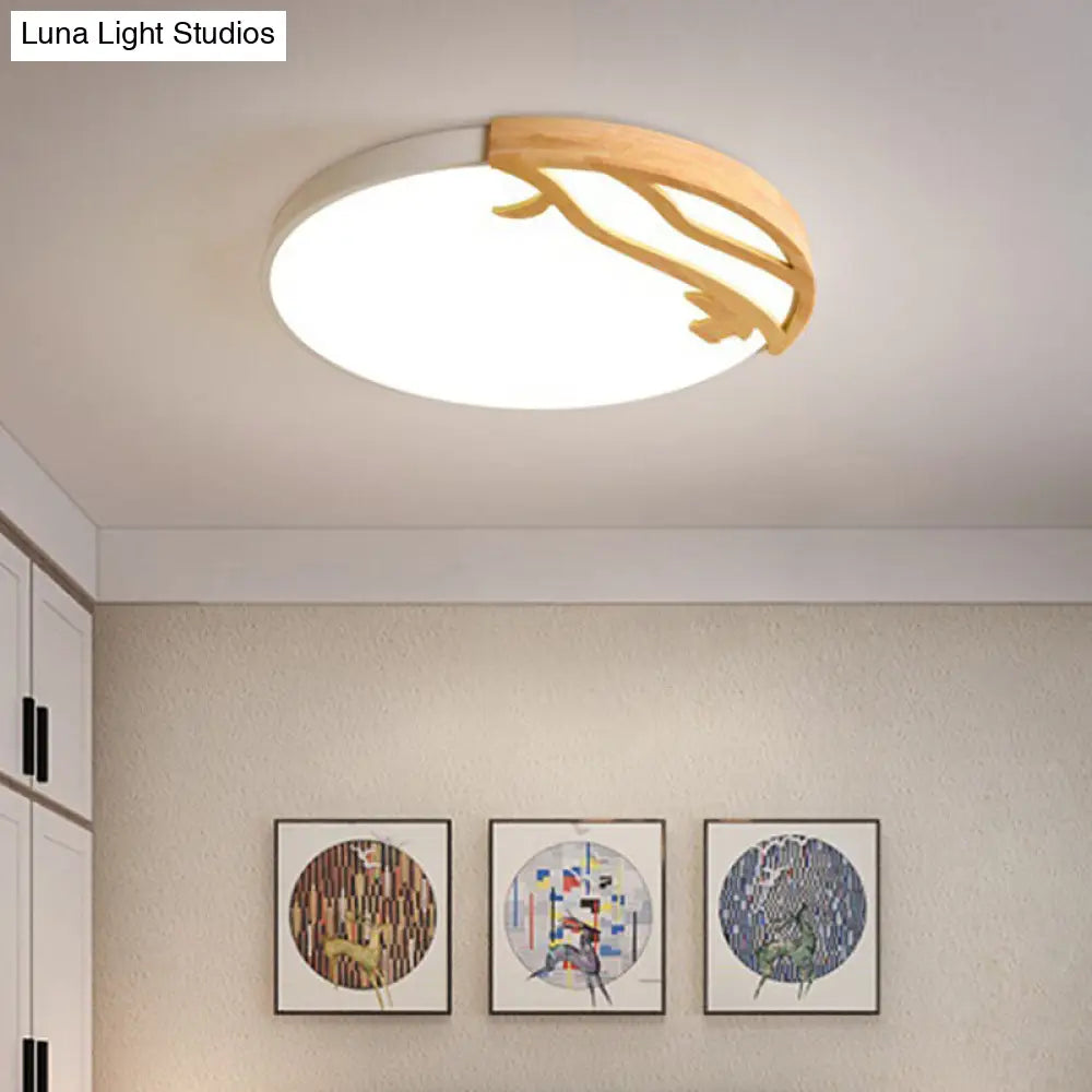 DecorBites™ DecorBites™ Modern LED Flush Mount Ceiling Light with Wood Frame and Acrylic Diffuser (White/Warm Light, 16"/19.5" Diameter)
