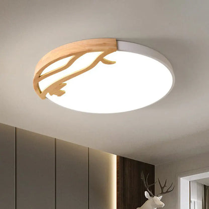 DecorBites™ DecorBites™ Modern LED Flush Mount Ceiling Light with Wood Frame and Acrylic Diffuser (White/Warm Light, 16"/19.5" Diameter)